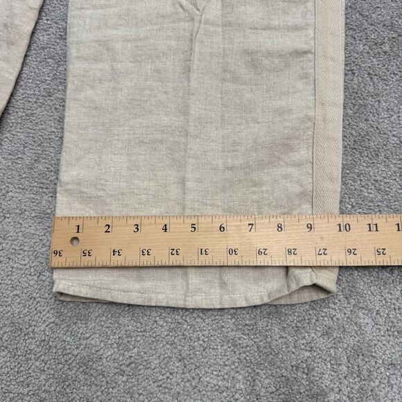 Talbots Irish Linen Wide Leg Cargo Pants Womens 18 Beige High Rise Boho 36x33 - Picture 12 of 13